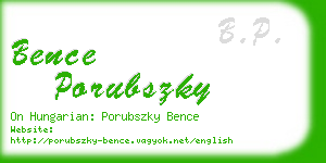 bence porubszky business card